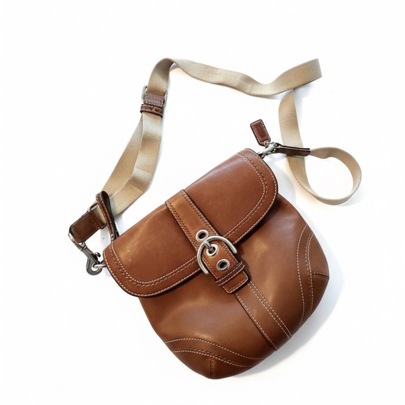 Coach Handbags - Coach Brown Leather Crossbody Bag with Tan Strap